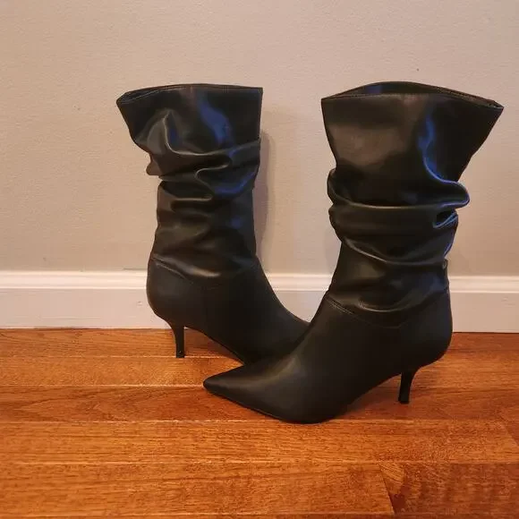 Marc Fisher Manya Slouchy Fall Black‎ Leather Point Toe Bootie Women's size 8.5 - Picture 4 of 8